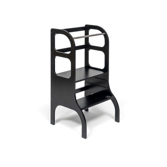 STEP UP Adjustable Height Helper Tower With Support Legs - Black