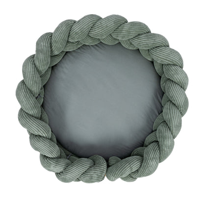 Baby Nest & Play Mat With Crib Bumper Braid - Olive Green
