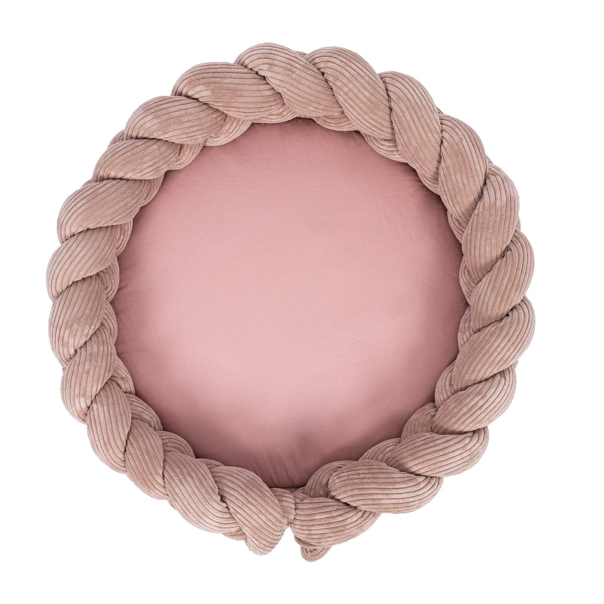 Baby Nest & Play Mat With Crib Bumper Braid - Powder Pink
