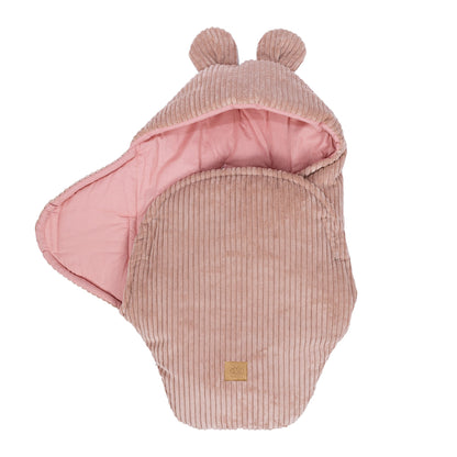 Baby Swaddle with Bear Ears – Powder Pink