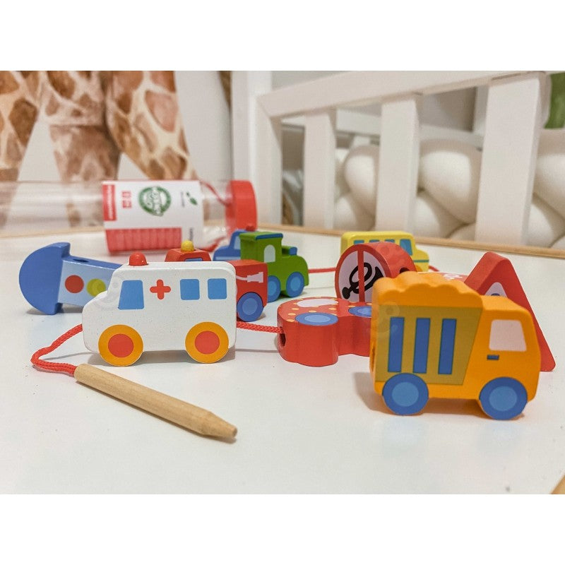 Car Shaped Wooden Threading Blocks 