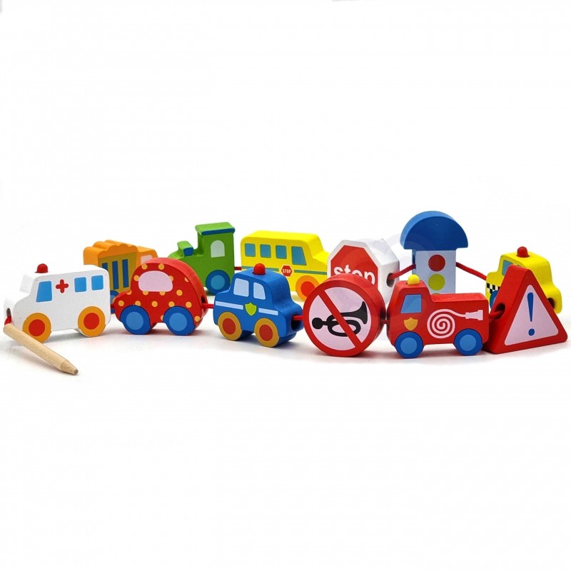 Car Shaped Wooden Threading Blocks 