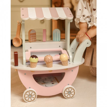 Wooden Ice Cream Shop With Cart