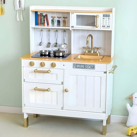 Large Wooden Play Kitchen with Sounds and LED