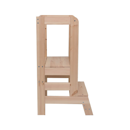 MeowBaby Wooden Kitchen Helper for Children - Natural