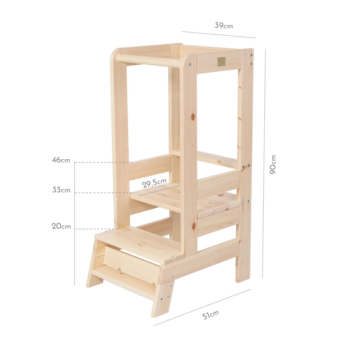 MeowBaby Wooden Kitchen Helper for Children - Natural