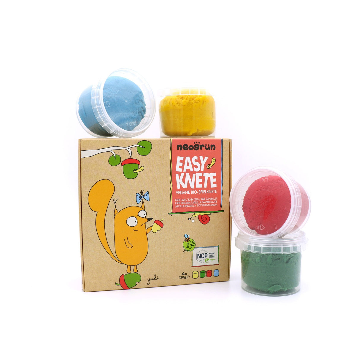 Neogrün Organic Easy Clay Set 4x120g –  Yellow, Green, Red, Blue