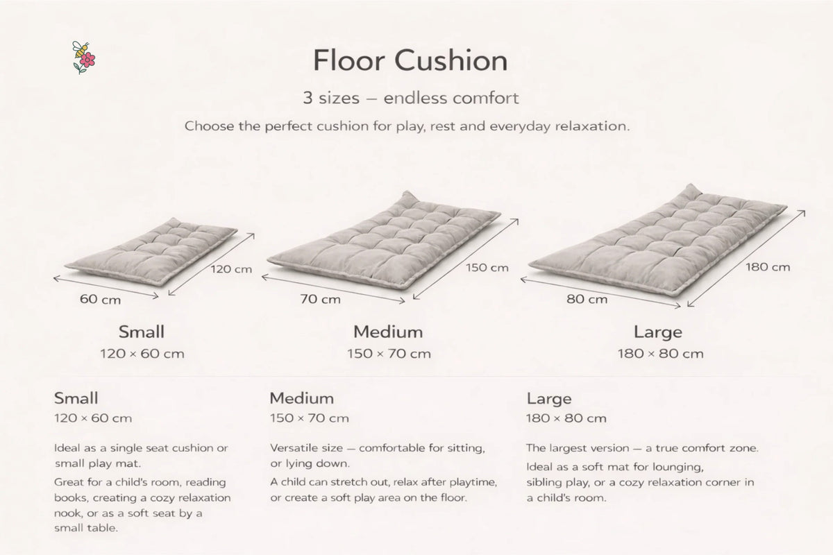 Quilted Kids' Floor Cushion, Blue, 3 Sizes Available