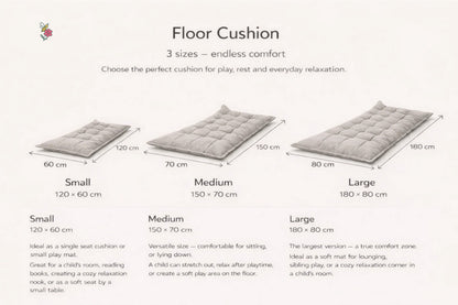 Quilted Kids' Floor Cushion, 3 Sizes Available - Zebra