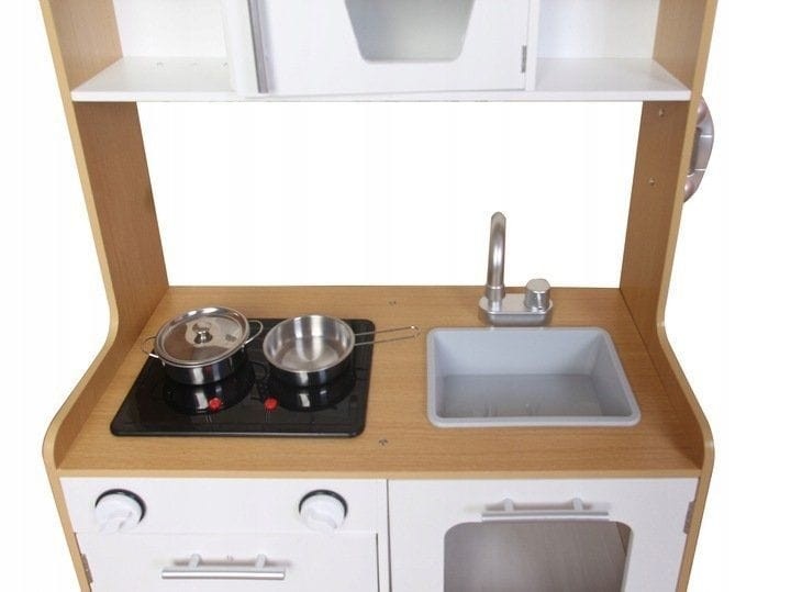 Wooden Play Kitchen with Multimedia Burners